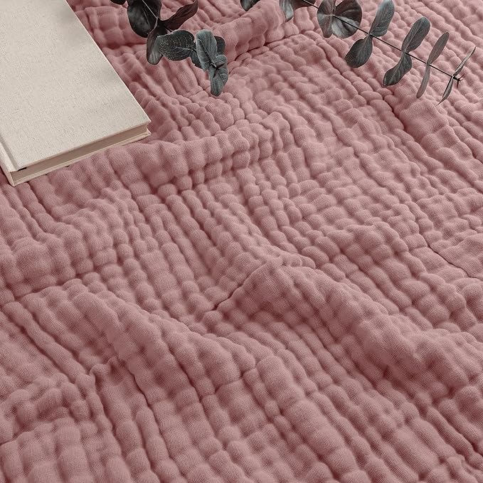 Comfy Cubs Adult Muslin Blanket 108x90” King Swaddle Blankets, Mauve | 6 Layer Soft, Breathable & Lightweight Muslin Adult Blanket - Machine Washable & Designed in the US Bedding for All Seasons