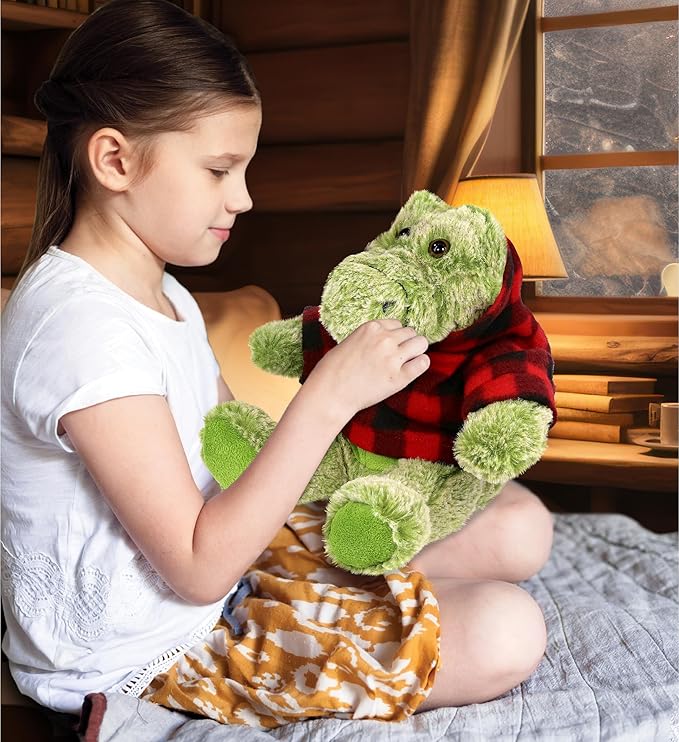 DolliBu Red Hoodie Plaid Jacket Teddy Bear Clothes - Cute Red Long Sleeve Shirt Plaid Flannel Sweater For Teddy Bear, Stuffed Animal Dress Up Lumberjack Costume, Plush Toy Clothing Accessories - Large