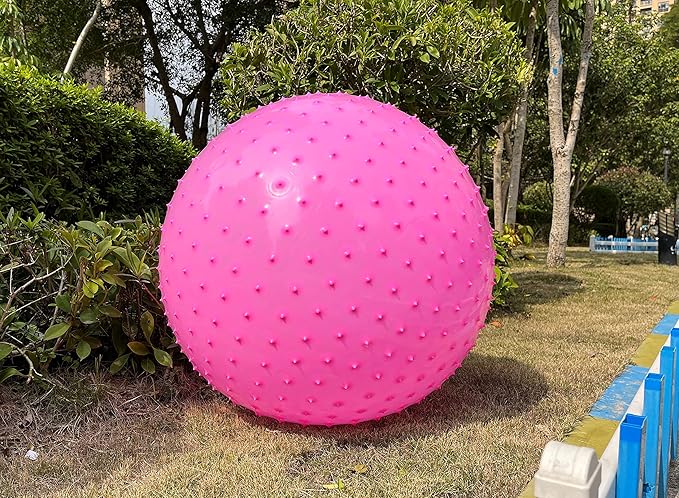 Large Sensory Massage Ball for Kids, 33.5" 85cm 3.1lbs Pink Bouncy Exercise Ball for Toddlers, Big Inflatable Balls with Tactile Spikes, Outdoor Giant Yoga Balls, Large Beach Ball (pink1)