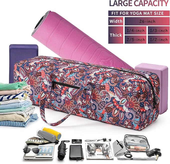 Boulder Bee | Yoga Mat Bag | Large Yoga Mat Carrier with Wet Pocket | Yoga Gifts | Gym Tote Bag for Women