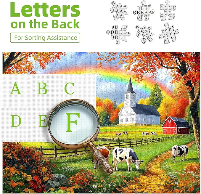 Fall Farm 500 Piece Jigsaw Puzzle for Adults - Brain-Challenging Shaped Puzzle for Family Game Night - 23” x 15” Size