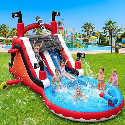23ft(L) Commercial Water Slide for Adults Kids with 950W Blower, Heavy Duty PVC Large Water Slides Bounce House for Outdoor Summer Fun, Inflatable Backyard Water Park Great for Party, Wet Dry Use