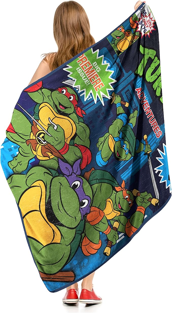 Northwest Teenage Mutant Ninja Turtles Micro Raschel Throw Blanket, 46" x 60", Ooze Blaster