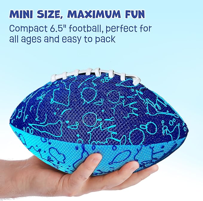 BAMMAX Waterproof Football for Pool, Beach, Outdoor and Indoor Play - 6.5 inch Size, Durable & Double Laced, Perfect for Beach Accessories, Kids Games, Pool Toys for Kids 3+ Years, All-Weather Games.