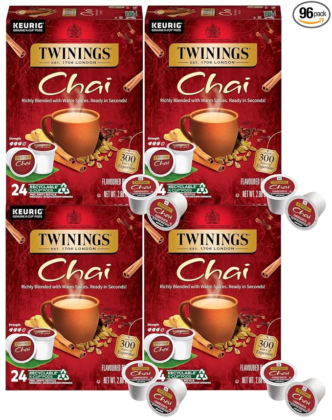 Twinings of London Chai Tea K-Cups for Keurig, 24 Count (Pack of 4)