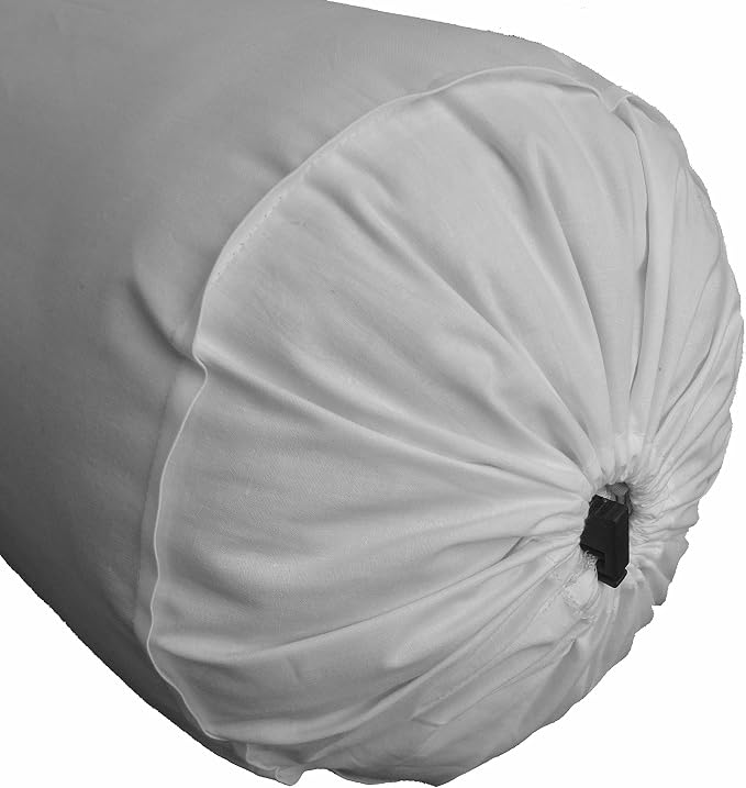 Ivory Long Bolster Pillowcase - Yoga Massage Round Bolster Cover for Bed Sofa Chair Couch Lounge Cotton 10" Diameter x 40" Long (25 cm Diameter x 102 cm Long) Removable Cover