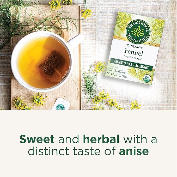 Traditional Medicinals Tea, Organic Fennel, Promotes Healthy Digestion, 16 Tea Bags (Pack of 2)