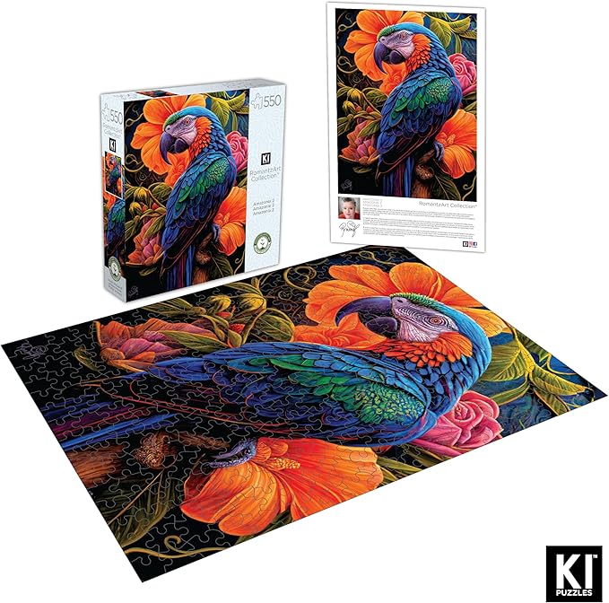 550 Piece Puzzle for Adults – Hard, Difficult, Challenging Jigsaw – Amazonia II by RomantzArt – Bird Puzzle – 24x18 Inches