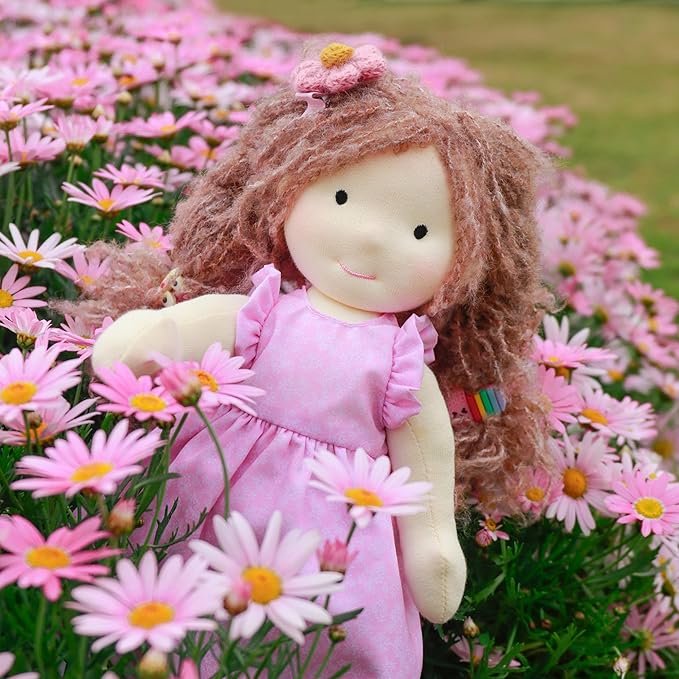 Handmade Waldorf Doll- Amy 12", Soft Girl Rag Doll with Cute Stuffed Plush, Ideal Present for Babies & Toddlers