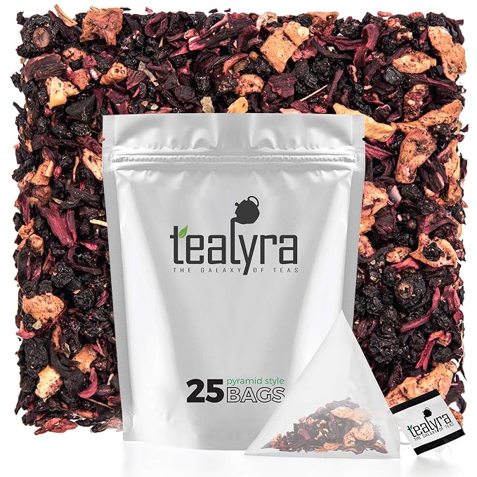 Tealyra - Grandma's Garden Berry - 25 Bags - Fruit Tea - Hibiscus and Berries Based Herbal Loose Leaf Tea - Vitamins - Caffeine-Free - Pyramids Style Sachets