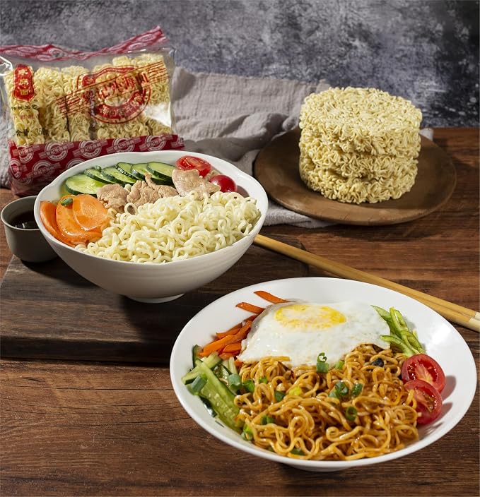 Non-fried Hot Pot Ramen Family Noodles Unflavored, Preservative Free, No Added MSG 350g (10.5oz), Total 6 PCS Per Pack