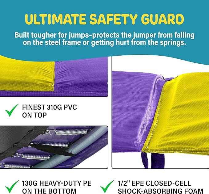 Machrus Upper Bounce Round Trampoline Replacement Safety Pad Spring Cover, Protective Accessories