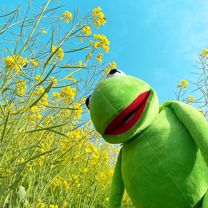Kermit Frog Puppet, The Muppet Show, Soft Hand Frog Stuffed Plush Toy with 50 Pcs Kermit Frog Stickers, 28 Inches