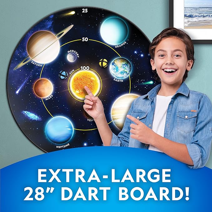 National Geographic Dart Board for Kids - Dart Ball Game Set with Lightweight 28" Reversible Dartboard and Sticky Balls in 4 Colors, Indoor Games for Kids, Kids Darts Game