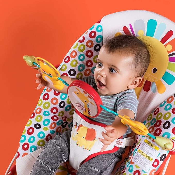 Bright Starts Portable Baby Bouncer Soothing Vibrations Infant Seat with Removable-Toy-Bar, 0-6 Months 6-20 lbs (Playful Pinwheels)