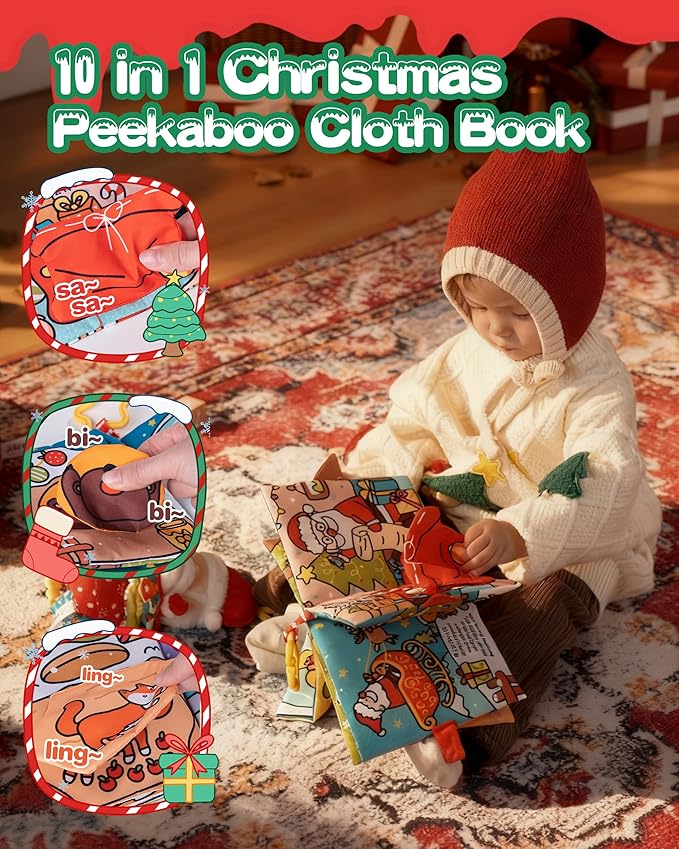 Jollybaby My Baby First Christmas Toys for Toddler 0-6-12-18-36 Months, Car Seat Stroller Crib Toy, Christmas Stocking/Socks Stuffers Gifts for Tummy Time Infants/Newborns Boy and Girl