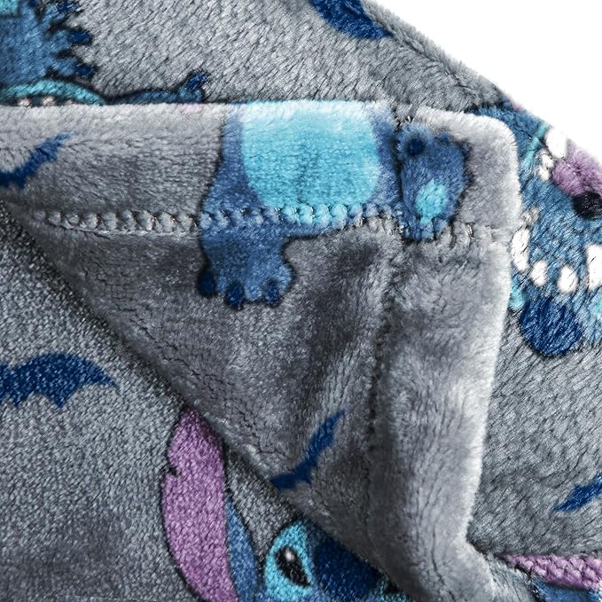 Jay Franco Kids Halloween Plush Throw Blanket – 50x70 Inch Ultra Soft & Comfy Fleece Throw for Couch, Sofa, Bed – Cozy Home Décor for Living Room & Bedroom, Grey - Lilo & Stitch,