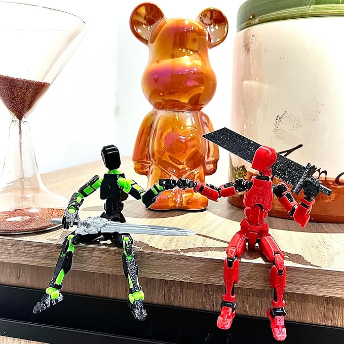 (Assembly Completed) 2 Packs T13 Action Figure Set, Dummy 13 3D Printed ActionFigure Toy Gifts for Kids, Robot 13 Action Figure Full Body Mechanical Doll Christmas Birthday Gift for Boys Girls