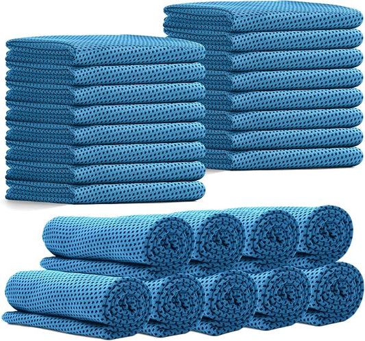24 Pack Cooling Towels Bulk for Neck and Face 40"x12" Ice Cooling Sweat Rags Microfiber Soft Breathable Soft Chilly Towel for Yoga Golf Sport Running