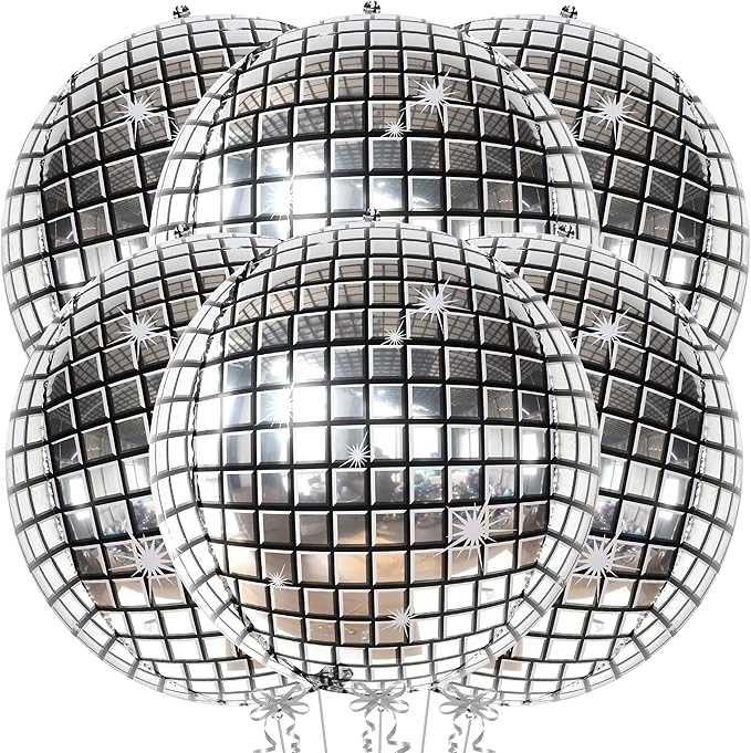 KatchOn, Big Silver Disco Ball Balloons - 22 Inch, Pack of 6 | Disco Party Decorations, 4D Sphere Disco Balloons for 70s Theme Party Decor, Bachelorette Party Decorations | Graduation Decorations 2026
