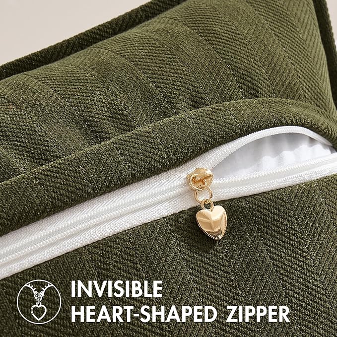 MIULEE Pack of 2 Olive Green Decorative Chenille Pillow Covers 20x20 Inch | Soft Couch Throw Pillows,Farmhouse Cushion Covers with Elegant Design for Sofa,Bedroom,Living Room,Spring Home Decor