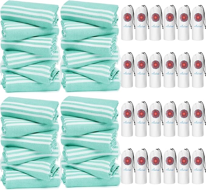24 Pack Turkish Beach Towels Quick Dry Sand Free Oversized Bath Pool Swim Towel Extra Large XL Blanket Adult Travel Cruise Accessories Must Haves Clearance Stuff Necessities Vacation Essentials