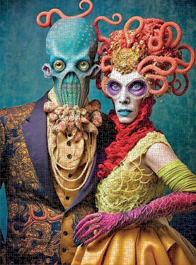 1000 Piece Jigsaw Puzzle for Adults - Cross & Glory - Meet The Aliens Series| Collectible Sci-Fi Illustration (Sylas and Eirlys)