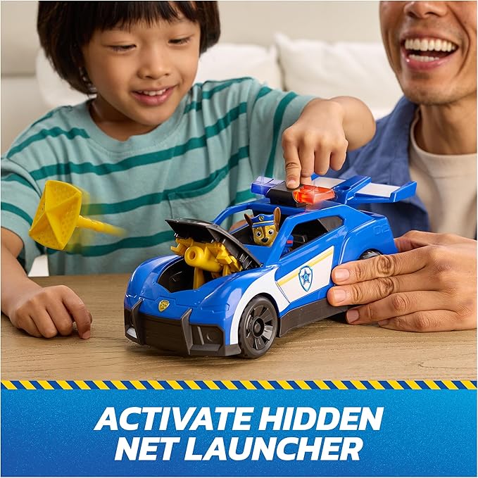 Paw Patrol: Search & Rescue, Chase Launch 'N' Rescue Cruiser with Figure & 2 Projectiles, Lights, Sounds, & Hidden Launcher, Kids Toys for Boys & Girls Ages 3 and up