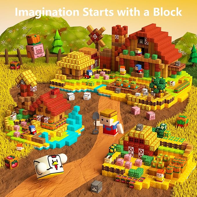 idoot 100PCS Magnetic Blocks Farm Animal Toys, STEM Sensory Building Gifts for Boys and Girls