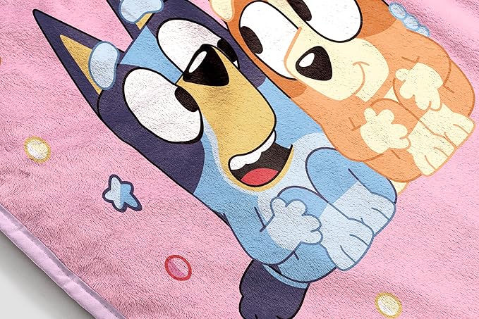 Jay Franco Kids Plush Throw Blanket – Soft & Comfy Throw for Couch or Bed – Cozy Home Décor for Living Room & Bedroom, Pink - Bluey, 40x50 - Travel Blanket