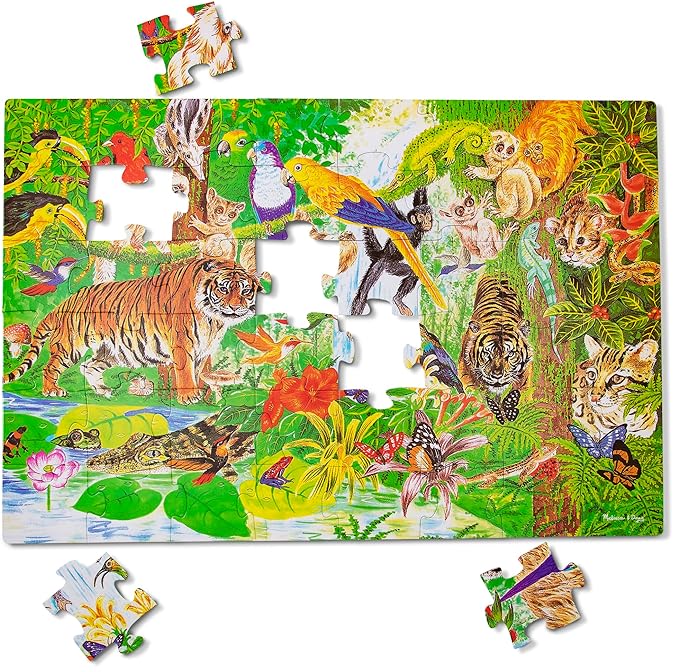 Melissa & Doug Rainforest Floor Puzzle, 48 pc Jumbo Jigsaw Puzzle, Educational Screen Free Activity for Toddler, Preschoolers and Kids Ages 3+ (2 x 3 Feet) - FSC Certified