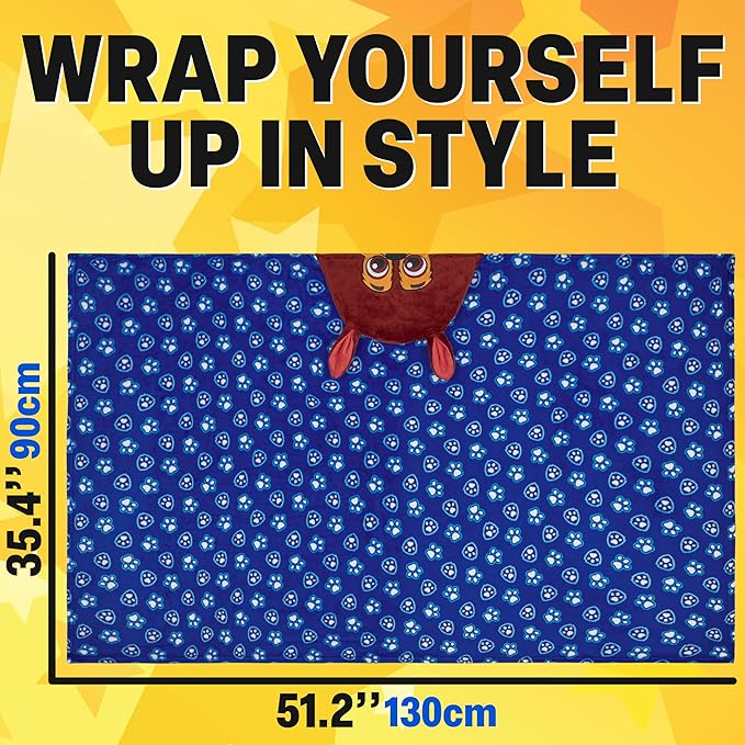 Get Trend Blanket with Hood for Kids 51x35in, Fleece Throw Cozy Wearable Blanket with Hood and Ears Gifts for Kids