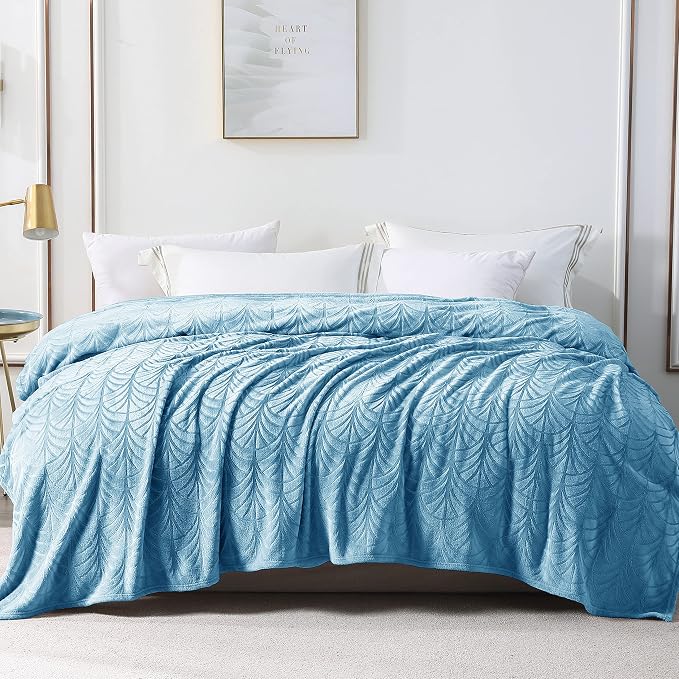Whale Flotilla Soft Flannel Fleece Twin XL Size Blanket for Bed, Stone Blue | 90"x66" Cozy Lightweight Breathable Coverlet, Plush Fluffy Bedspread, Vintage Pattern Decorative Blanket for Dorm, All Season
