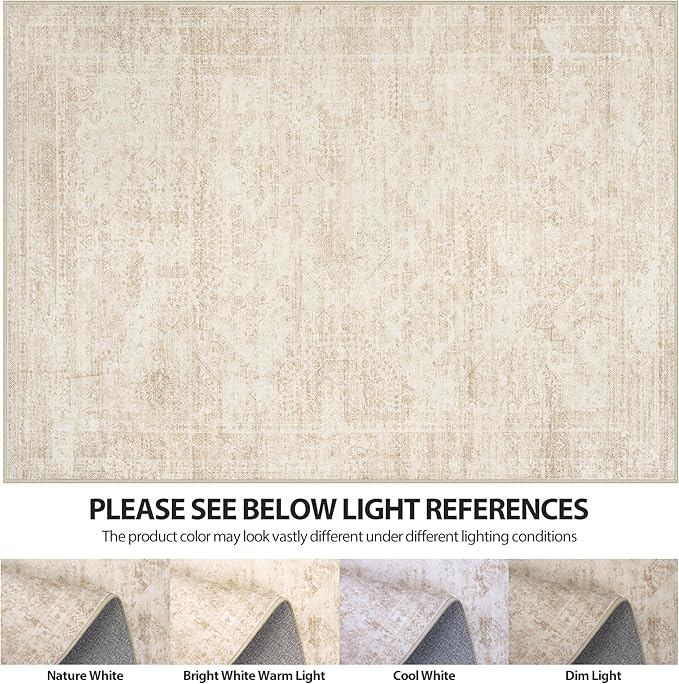 6x9 Area Rugs for Living Room Rug Washable: Abstract Rug for Dining Room Bedroom Carpet Non Slip 6 by 9 Indoor Modern Nursery Home Office Beige