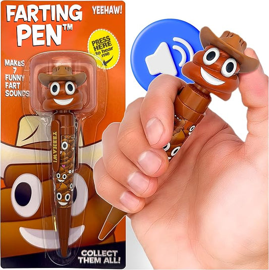 Farting Poop Pen with Multiple Funny Sounds - Perfect Halloween Games & Novelty Gift for Teens, Kids & Boys - Pen & Prank Toy for Halloween Parties, Games & Family Fun All Day (Cowboy)
