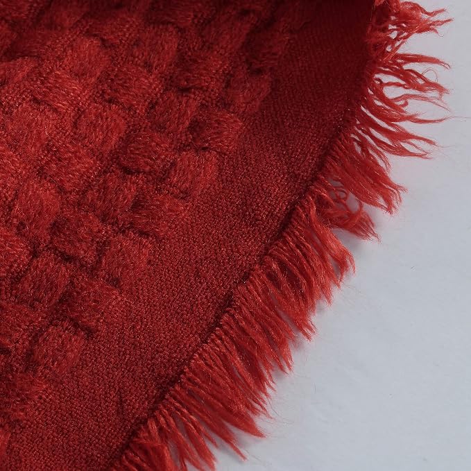 CREVENT Farmhouse Knit Throw Blanket for Couch Sofa Chair Bed Home Decoration, Soft Warm Cozy Light Weight for Spring Summer Fall (50''X60'' Christmas Red)