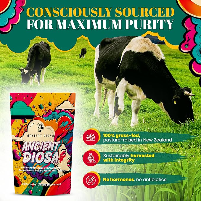 Female-Focused Beef Organ Complex Supplement 338 mg - Hormone Balance & Vitality Support for Women - 100% Grass Fed - Third Party Tested, USA Made, Gluten Free, Non GMO - 60 Capsules