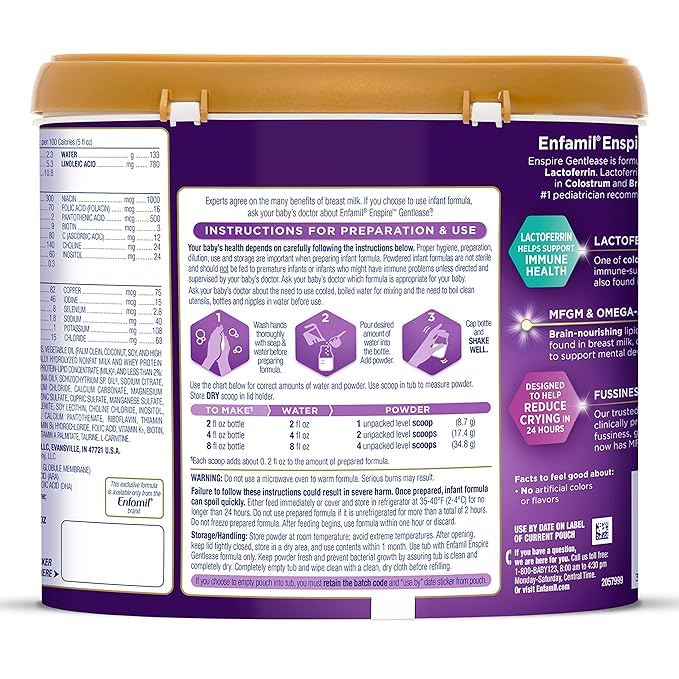 Enfamil Optimum Gentlease Baby Formula, Our Closest Formula to Breast Milk For Fussiness, Crying, Gas & Spit-up, Immune-Supporting Lactoferrin also found in Breast Milk, 19.5 Oz (Pack of 3)