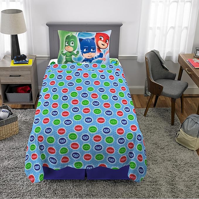 Franco Kids Bedding Super Soft Microfiber Sheet Set, (3 Piece) Twin Size, PJ Masks, MA7908