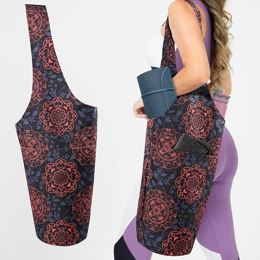 Yoga Mat Bag Yoga Tote Bag with Large Pocket and Zipper Pocket Yoga Mat Bag Carrier Fit Most Size Mats and All You Stuff