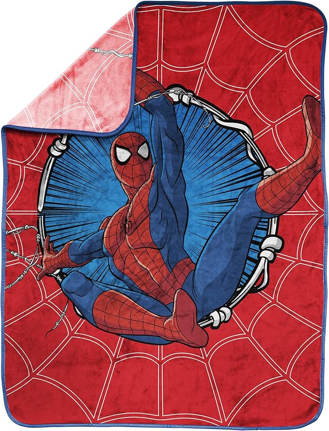 Jay Franco Kids Plush Throw Blanket – Soft & Cozy Fleece Throw for Bedroom & Couch Décor, Official Licensed Product, Red - Spiderman, 40x50 - Travel Blanket