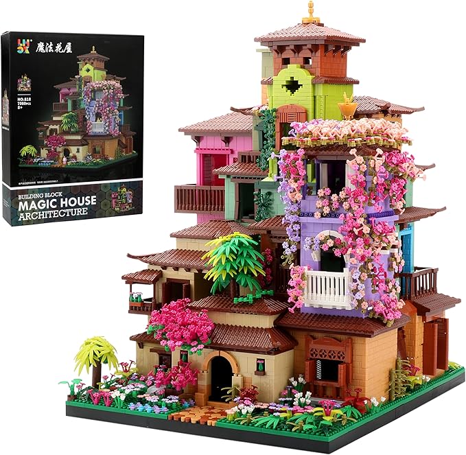 Architecture Cherry Blossom Villa Tree House Micro Building Blocks Set for Girls 14+ 7080PCS, Flower House Creative Collectible Models Giftt for Teens and Adults
