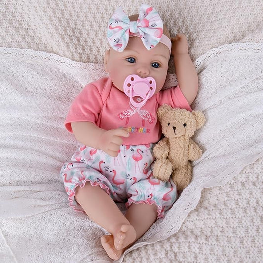 Milidool Realistic Reborn Baby Dolls Girl - Realistic Baby Dolls Girl Real Looking 18 inch Doll with Soft Poseable Body, Lifelike Newborn Baby Doll, Kids Gift for 3+ Years Old