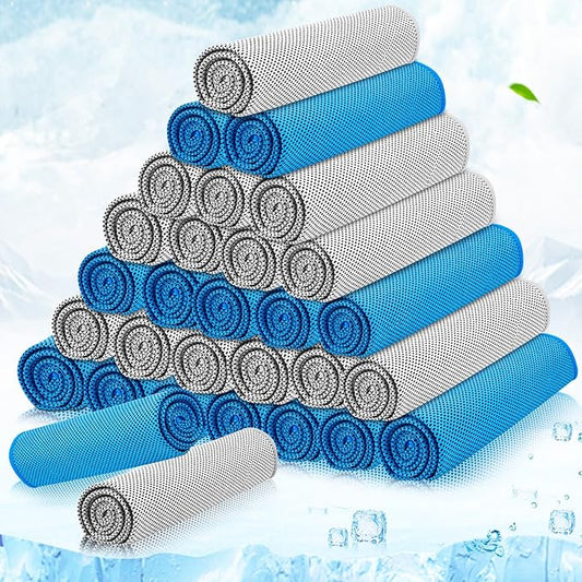 MENOLY 30 Packs Cooling Towels Bulk Cooling Towels for Neck and Face Gym Workout Cooling Neck Rags for Sports Yoga Soft Microfiber Breathable Sweat Rags for Hiking Running Fitness