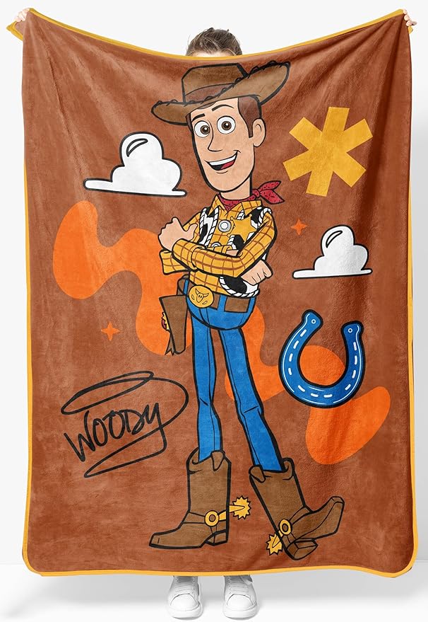 Jay Franco Plush Throw Blanket – 46" x 60" Inches Kids Hero Soft & Cozy Fleece Throw for Bedroom & Couch Décor, Official Licensed Product, Brown - Toy Story Woody