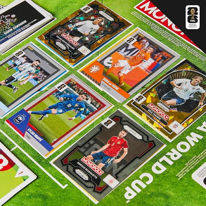 Monopoly Panini Prizm: FIFA World Cup Game I Soccer Board Game with Monopoly Panini Prizm FIFA World Cup 2026 Trading Cards I Ages 8+