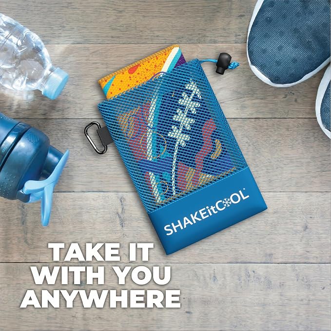 SHAKEitCOOL Original Cooling Towel – Soft, Lightweight, Heat Relief – Perfect for Biking, Running, Yoga, Gym, Gardening – First Down