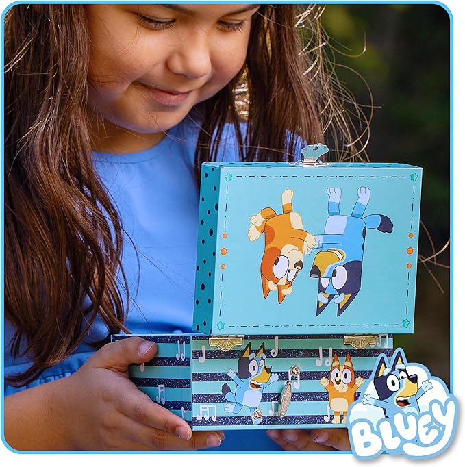 Bluey Jewelry Box for Girls - Musical Jewelry Box with Spinning Figurine, Bluey Toys for Kids Ages 3-5 - Plays Bluey Theme Song - 6 x 4.7 x 3.5 in