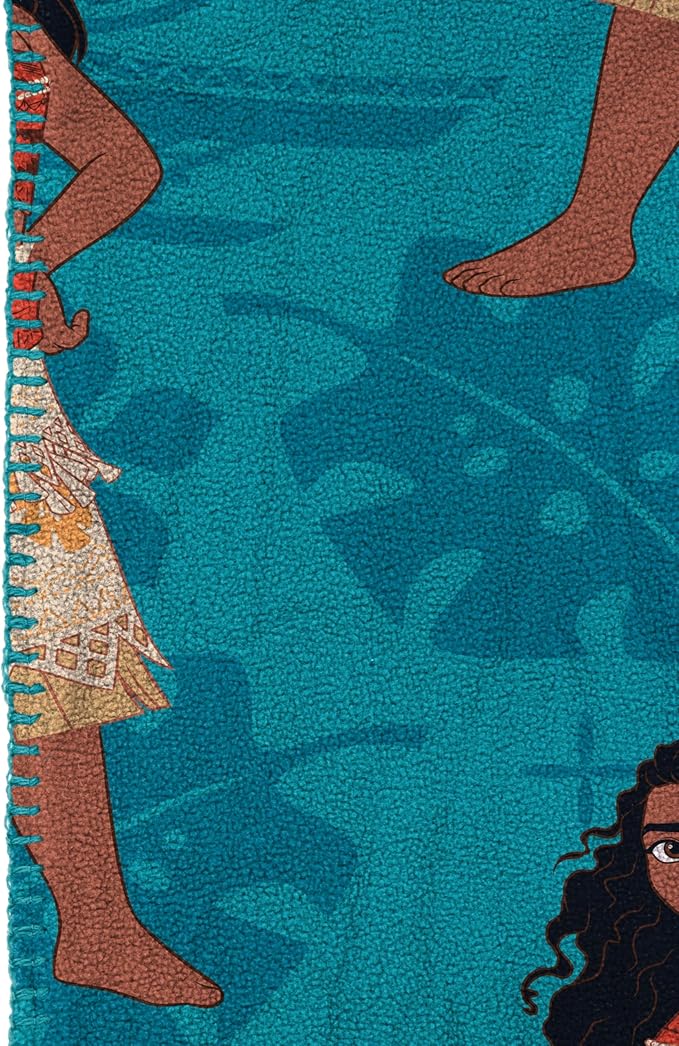 Jay Franco Kids Plush Throw Blanket – Soft & Cozy Fleece Throw for Bedroom & Couch Décor, Official Licensed Product, Teal - Moana, 46x60 - Throw Blanket