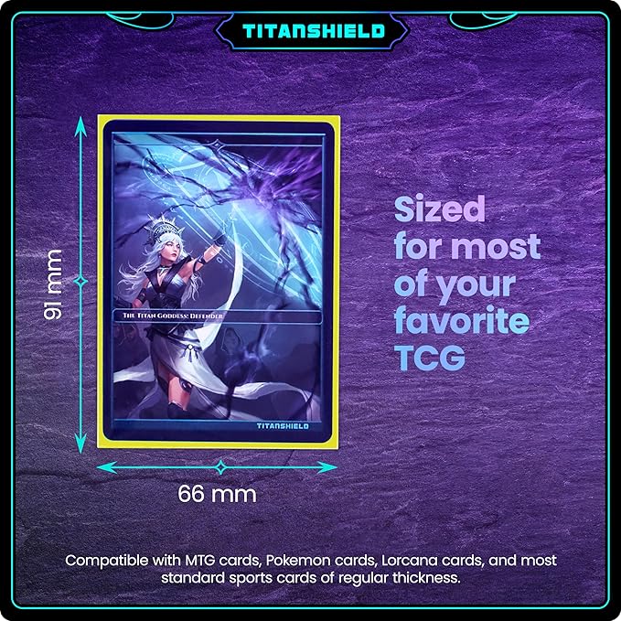 TitanShield Premium Card Sleeves | Compatible with Pokemon, One Piece, Lorcana, Flesh & Blood, & Magic The Gathering MTG | (150 Sleeves - Standard) (1, Yellow, Standard | 66x91mm)